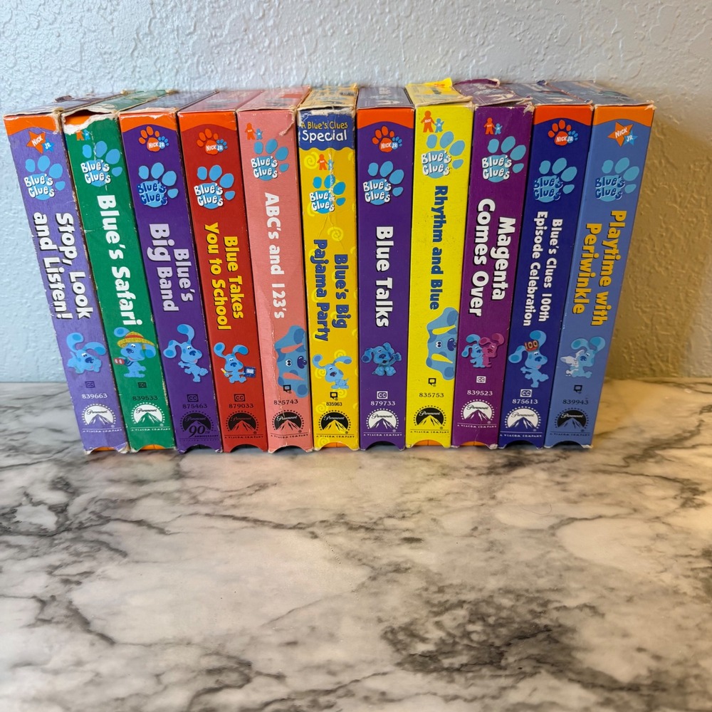 Blues Clues VHS 11 Tape Lot Orange & Black Shells Nick Jr Steve Joe Retro Y2K